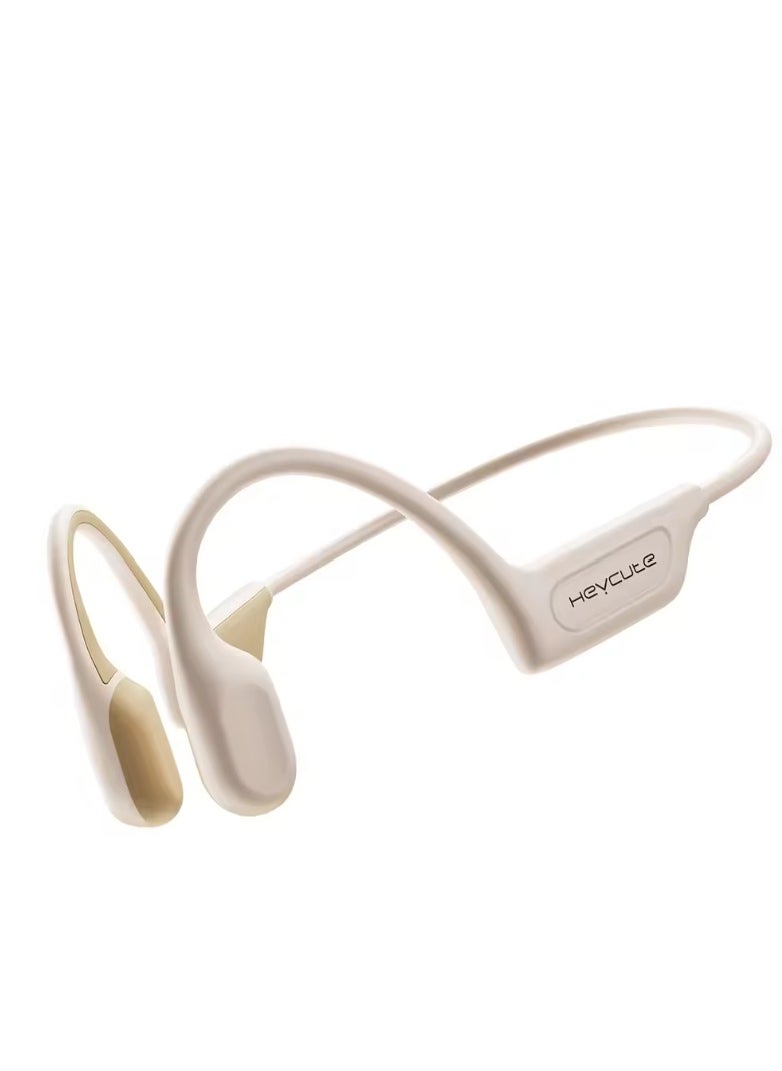 Heycute Bone Conduction Bluetooth Headset - HD Sound Quality, Ultra-Lightweight and Comfortable, 12-Hour Battery Life, Intelligent Noise Cancellation, IPX6 Water Resistant, Suitable for Exercise and Talking - White