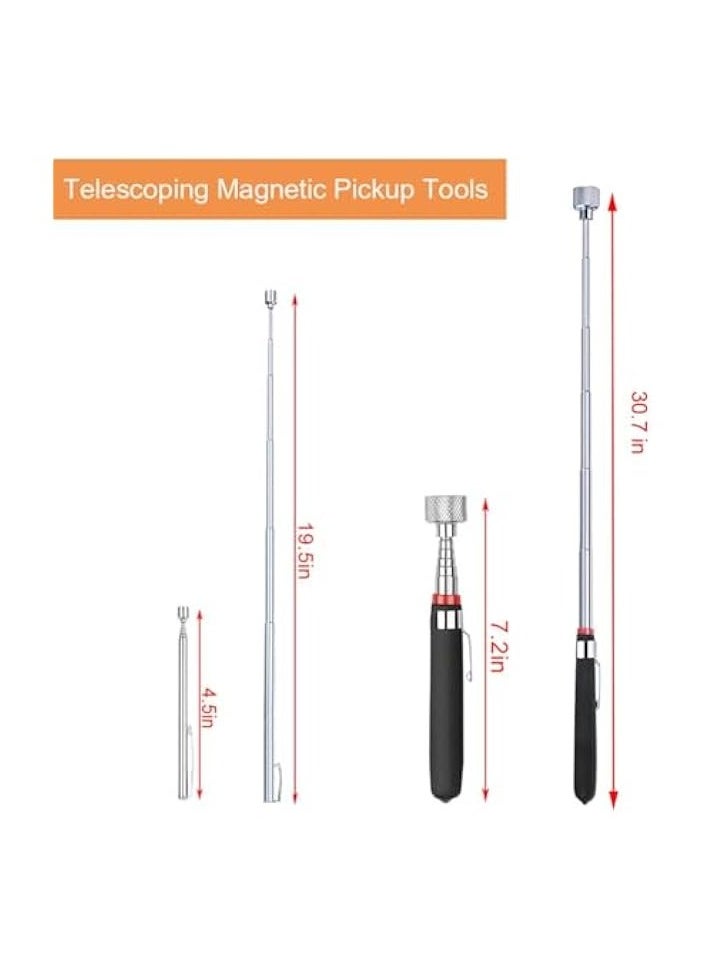 3 Pack Telescoping Magnet Pick-Up Tool Set Retrieving Telescoping Magnet Pickup Tools Extendable Magnetic Pick up Tools Bendable Spring Magnet Stick