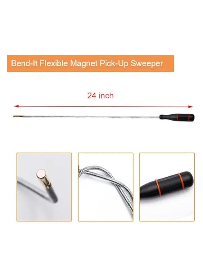 3 Pack Telescoping Magnet Pick-Up Tool Set Retrieving Telescoping Magnet Pickup Tools Extendable Magnetic Pick up Tools Bendable Spring Magnet Stick