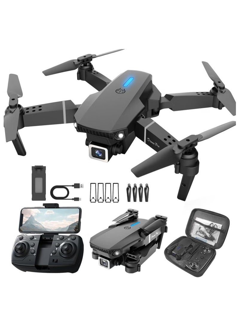 E88 4K HD Drone – Foldable Aerial Aircraft for Beginners, 2.4GHz Real-Time Transmission, 360° Roll, Long Battery Life, Headless Mode, Trajectory Flight & One-Key Return