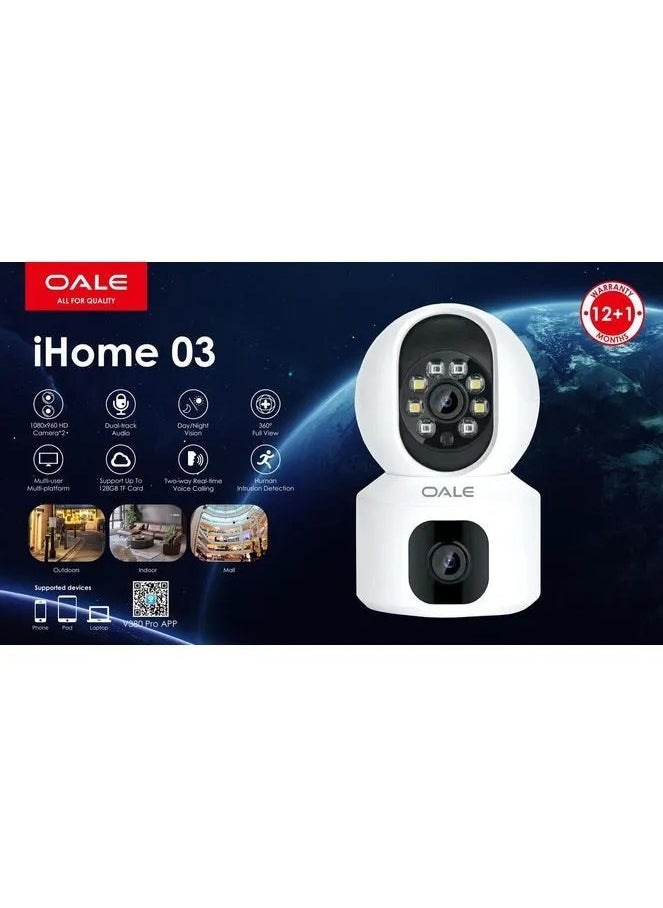 Security Camera iHome 03 - 360° Full view Dual Track and Audio Support with Night Vision Motion Detect