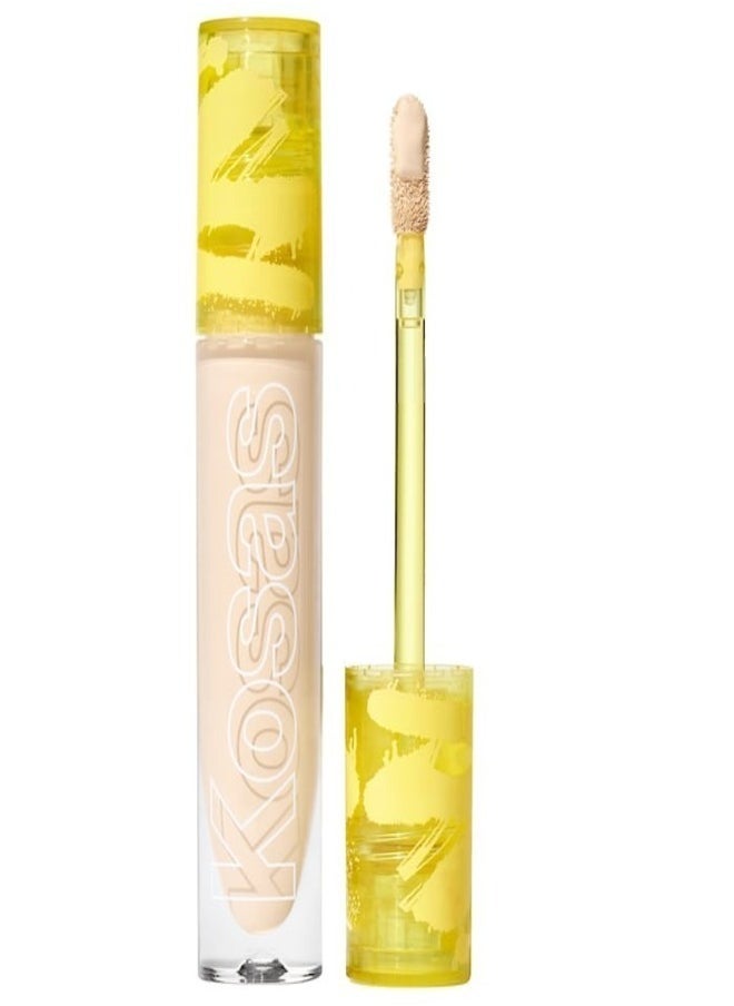 Kosas Revealer Super Creamy & Brightening Concealer with Caffeine & Hyaluronic Acid, Tone 02 W - Light With Golden Undertones 5g - Medium to Full Coverage