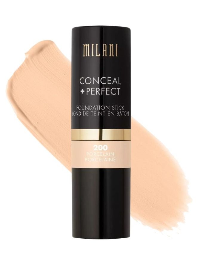 Milani Conceal + Perfect Foundation Stick - 200 Porcelain (0.46 Ounce) Vegan, Cruelty-Free Cream Foundation - Cover Under-Eye Circles, Blemishes & Skin Discoloration for a Flawless Finish