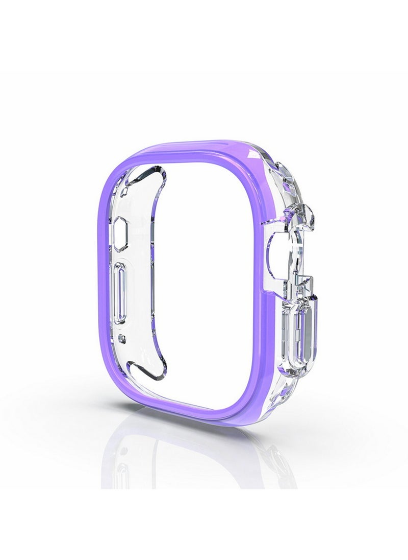 Transparent Purple 41mm For Apple Watch Ultra2 S9 Protective Case Hollow, Tpu Electroplating Anti-Fall