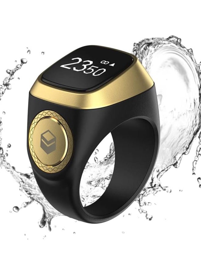 iQIBLA Smart Tasbih Zikr Ring- Muslim Prayer- Prayer timing reminder- OLED display- Tasbih Counter- Smart Ring- Wearable Technology- Waterproof Black 20MM
