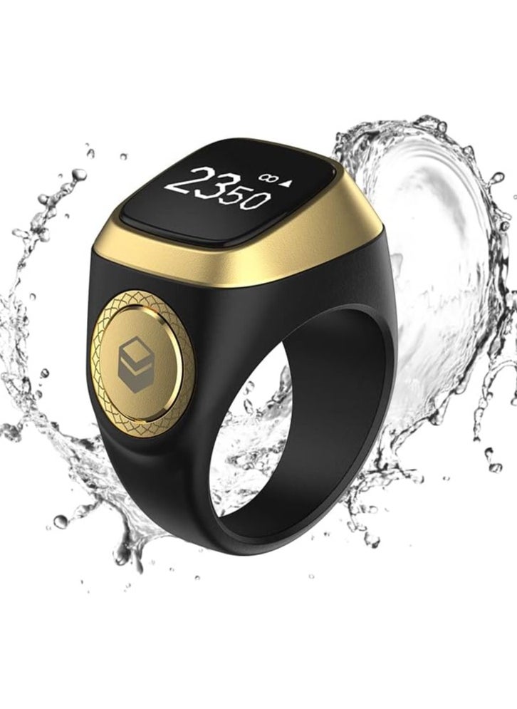 iQIBLA Smart Tasbih Zikr Ring- Muslim Prayer- Prayer timing reminder- OLED display- Tasbih Counter- Smart Ring- Wearable Technology- Waterproof Black 22MM