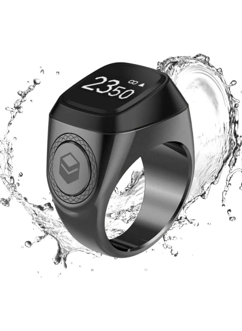 iQIBLA Smart Tasbih Zikr Ring, Muslim Prayer, Prayer Timing Reminder, Oled Display, Tasbih Counter, Smart Ring, Wearable Technology, Waterproof Space Grey 20MM Zikr Plus USB Cable (Gray)