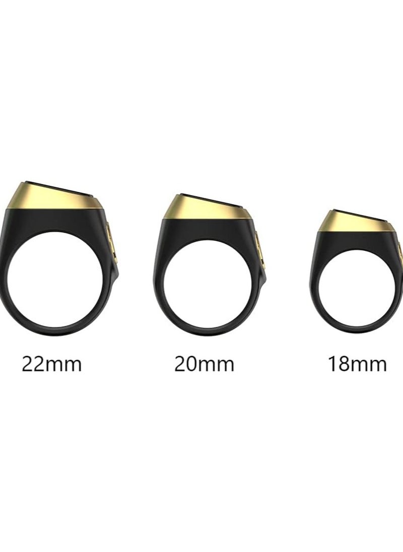 iQIBLA Smart Tasbih Zikr Ring- Muslim Prayer- Prayer timing reminder- OLED display- Tasbih Counter- Smart Ring- Wearable Technology- Waterproof Black 18MM