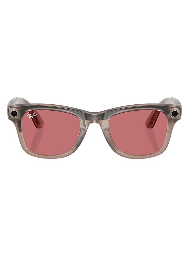 Ray-Ban Wayfarer Smart Glasses, Frame Shiny Warm Stone, Transitions Clear/Watermelon|6705P550/RW4006 Red