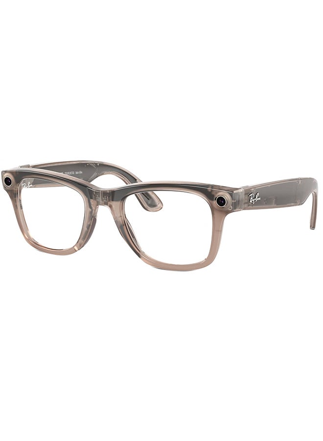 Ray-Ban Wayfarer Smart Glasses, Frame Shiny Warm Stone, Transitions Clear/Watermelon|6705P550/RW4006 Red