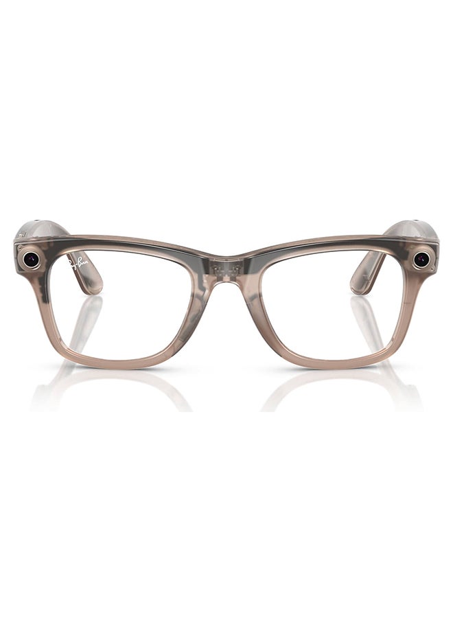 Ray-Ban Wayfarer Smart Glasses, Frame Shiny Warm Stone, Transitions Clear/Watermelon|6705P550/RW4006 Red