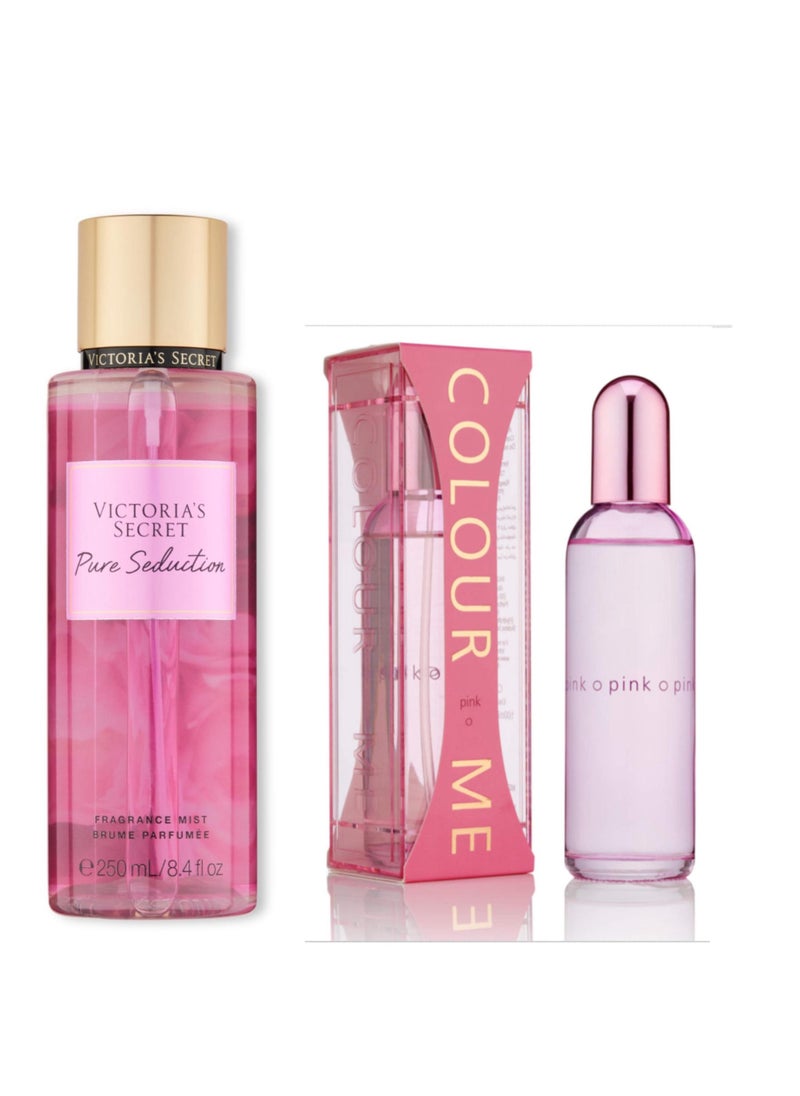 Victoria’s Secret Pure Seduction Fragrance Mist 250ml & Colour Me Pink Perfume 100ml Combo