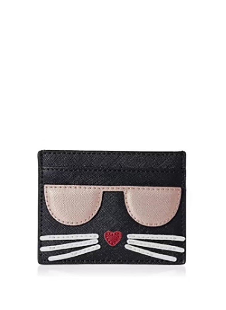 A credit card - holding case crafted for women by Karl Lagerfeld Paris.