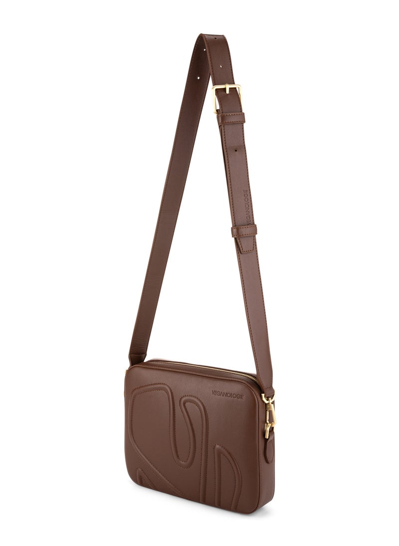 Maze Crossbody Bag in Brown Made From 1.5 Bamboo Stems