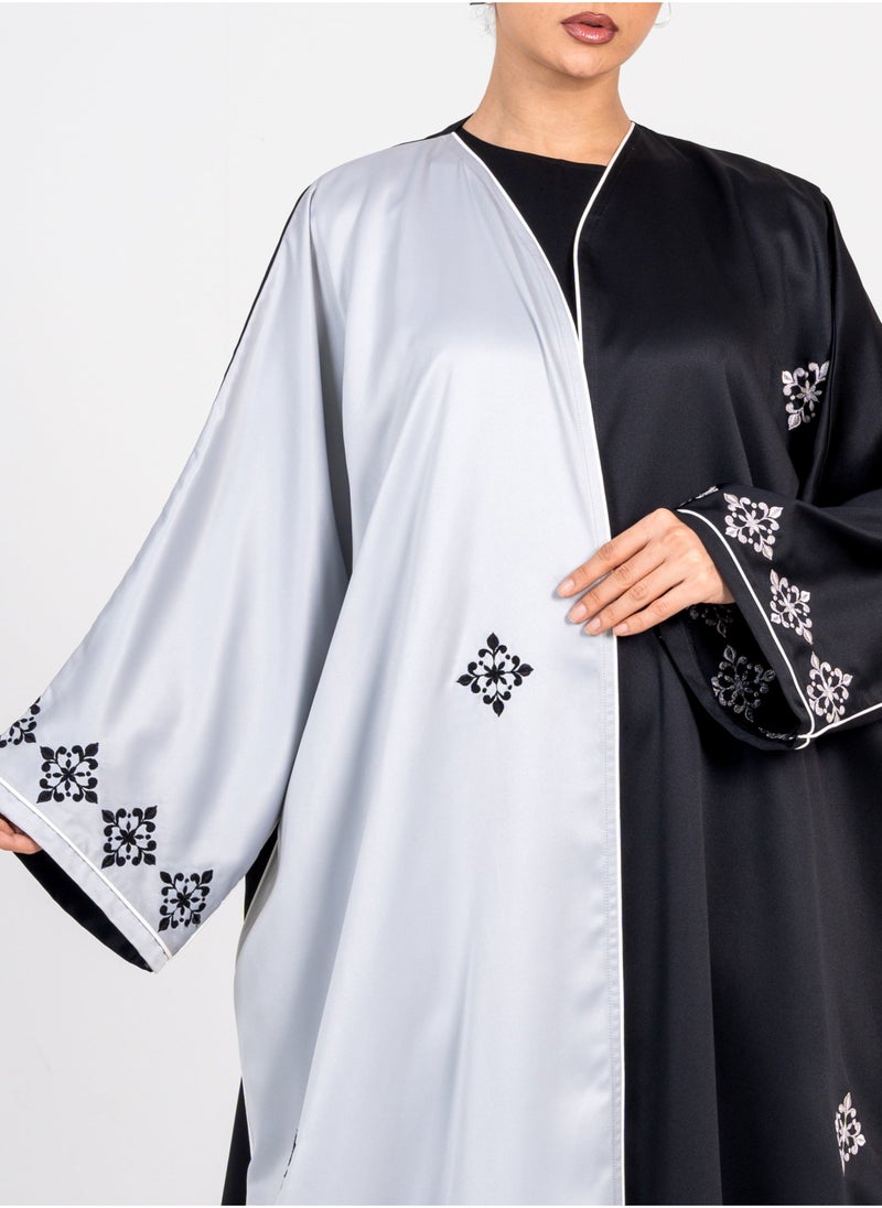 Elegant Black Bisht with Embroidery Black & Silver Side