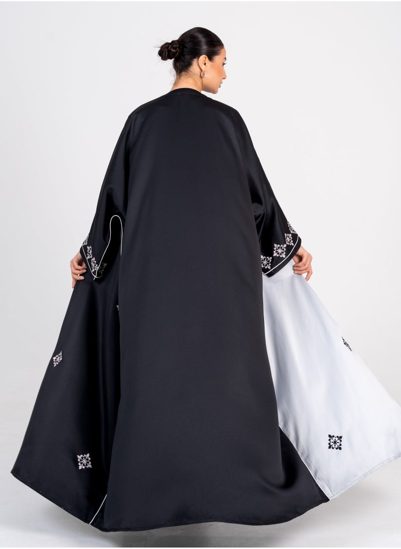 Elegant Black Bisht with Embroidery Black & Silver Side