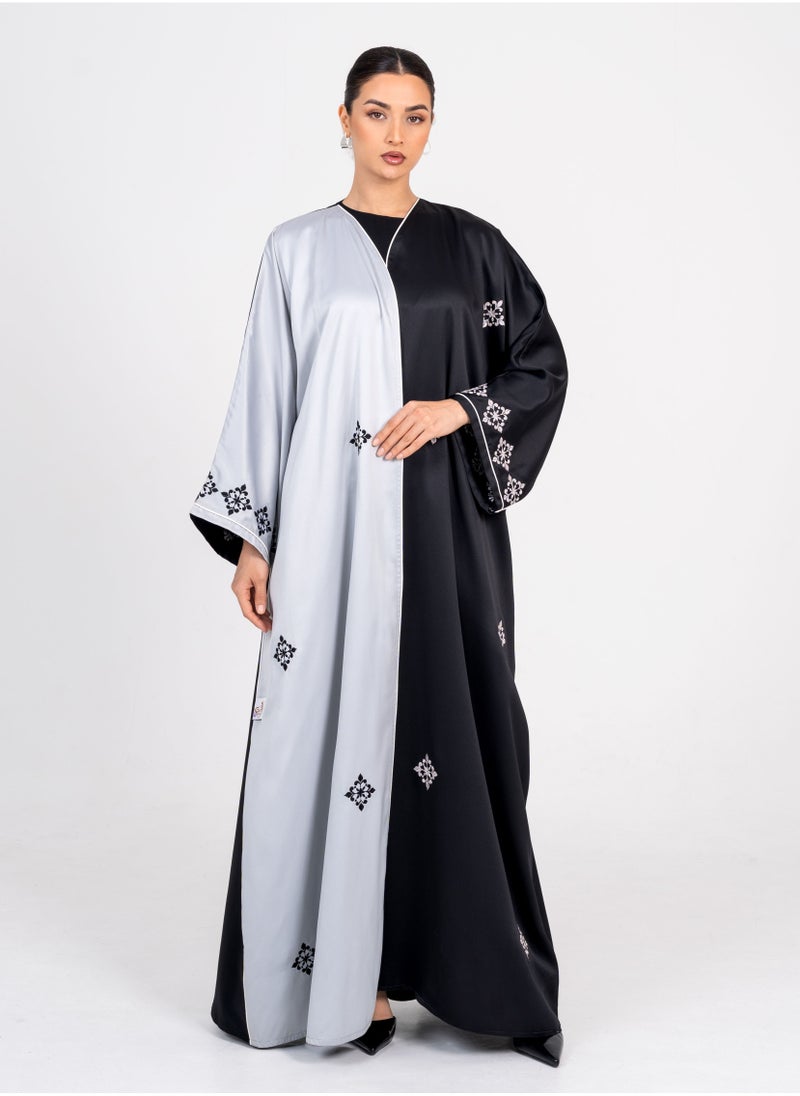 Elegant Black Bisht with Embroidery Black & Silver Side