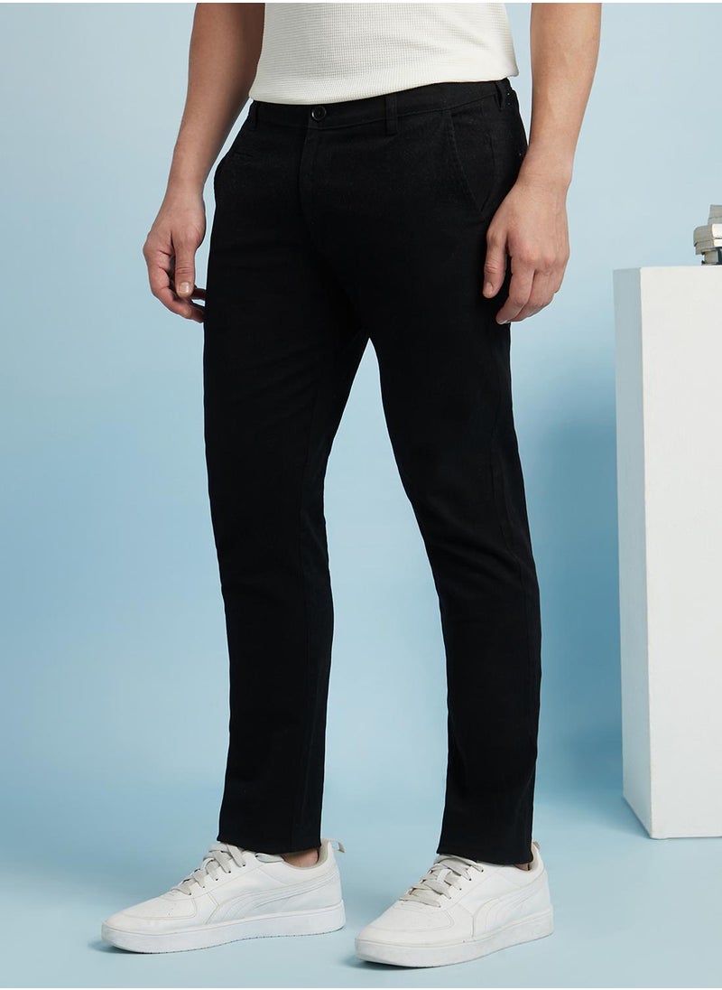 Straight fit chinis with detailing at coin pocket