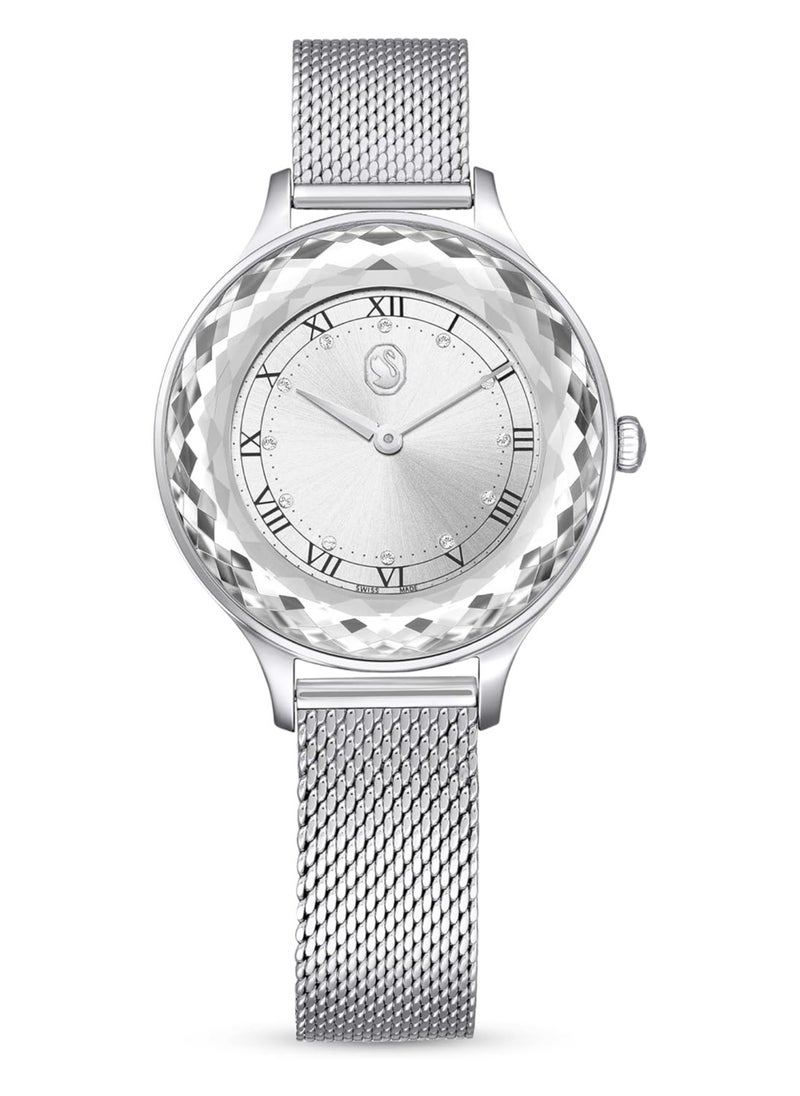 Swarovski Octea Nova Silver Dial  Steel Mesh Bracelet