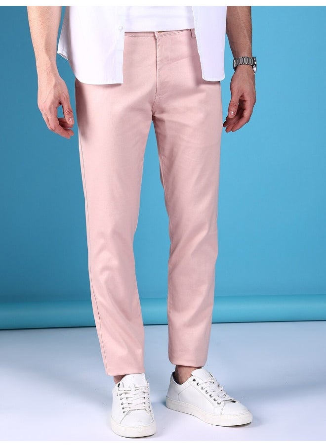 Rose Smoke Men Slim Fit Casual Solid Regular Chinos