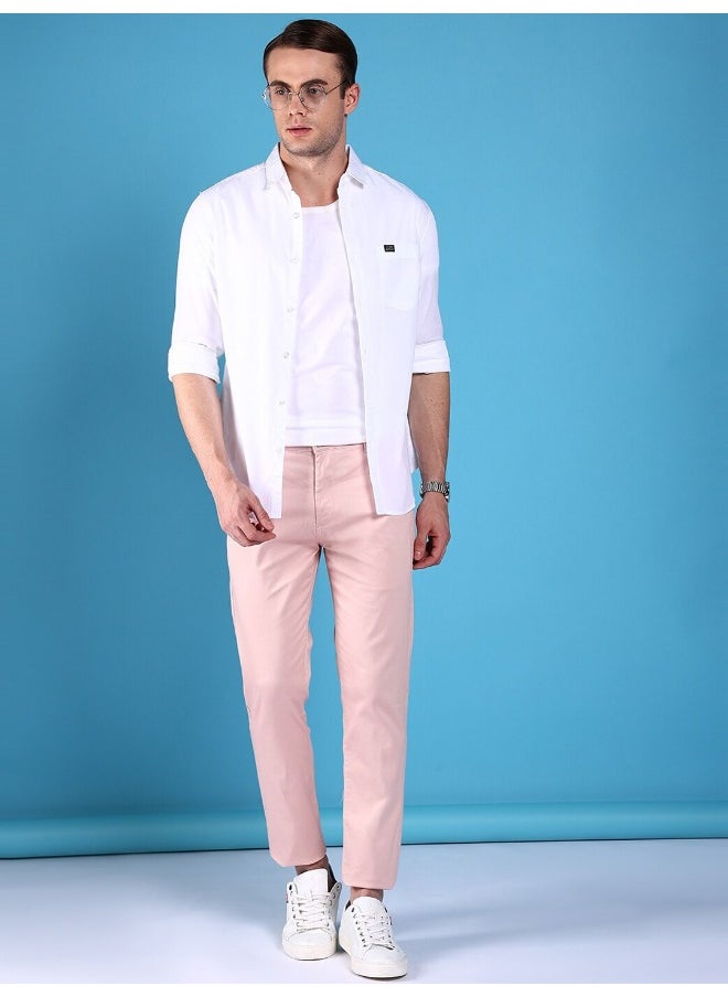 Rose Smoke Men Slim Fit Casual Solid Regular Chinos