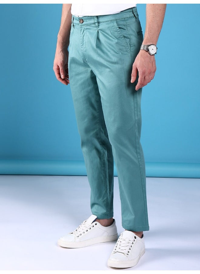 Men Slim Fit Solid Mid-Rise Stretchable Chinos