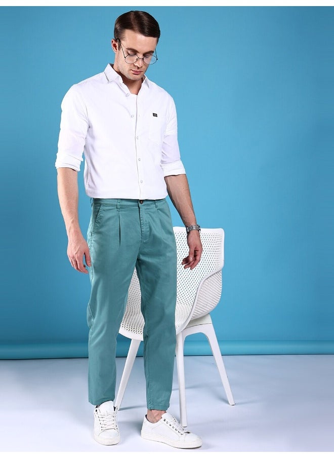 Men Slim Fit Solid Mid-Rise Stretchable Chinos