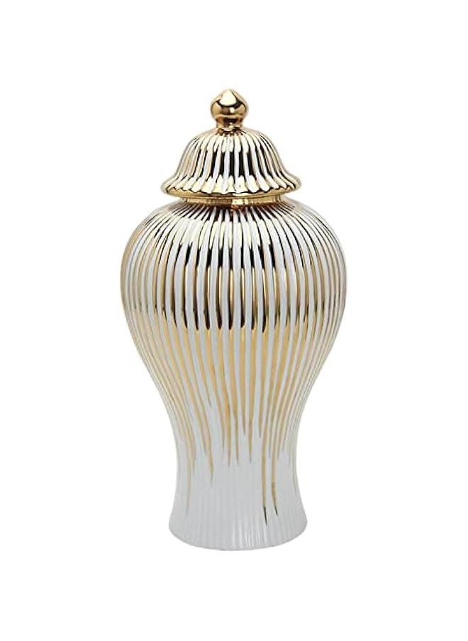 Decorative Ceramic Ginger Jar with Lid Storage Jar Table Centerpiece Vase for Flowers, 6.30x6.30x11.81inch