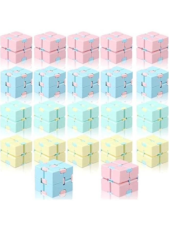 22 Pieces Toy Cube, Handheld Anxiety Relief Cube Flip Toys Blocks for Adults Relieve Stress and Kill Time (Blue, Pink, Mint, Yellow)