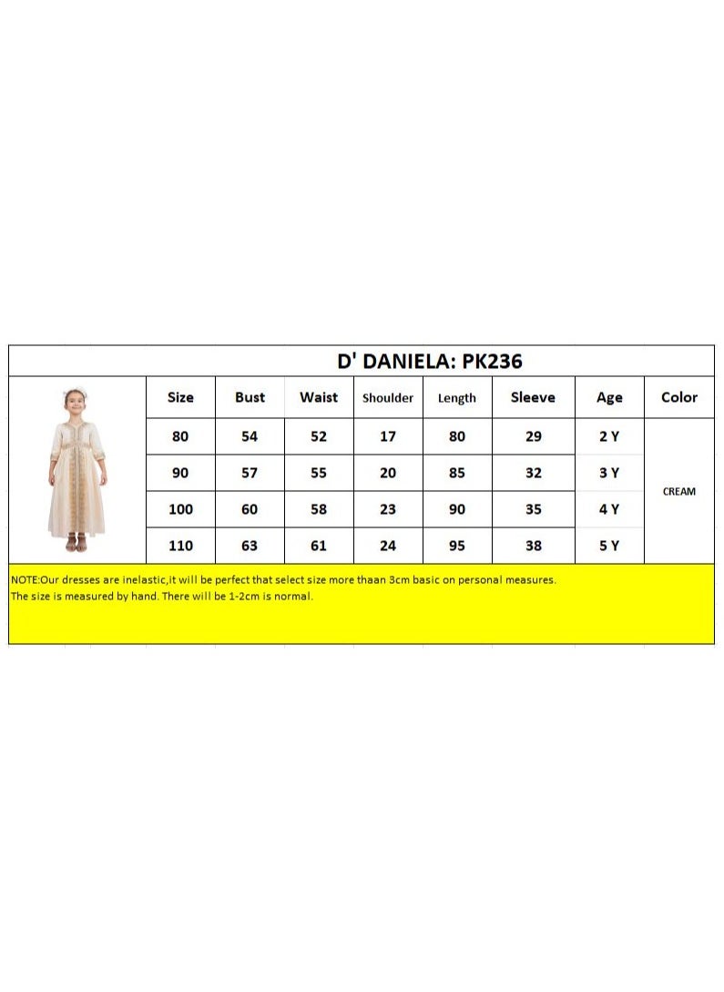 D' Daniela - Golden Bloom Jalabiya - Cream