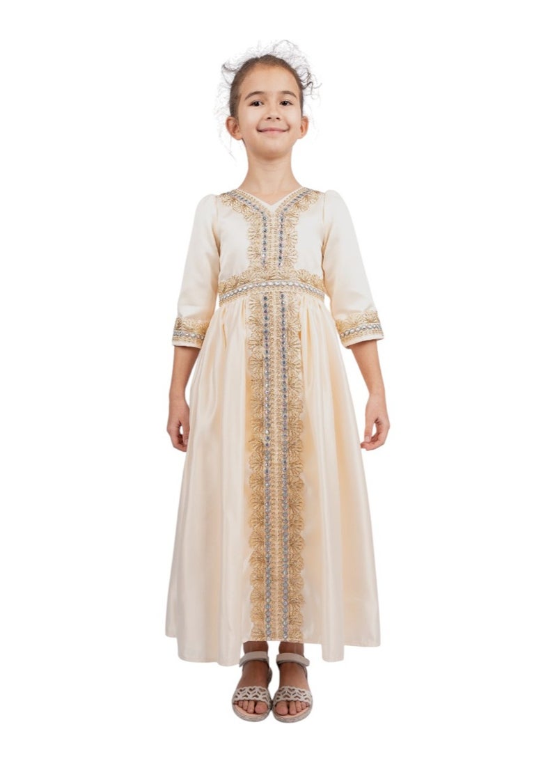 D' Daniela - Golden Bloom Jalabiya - Cream