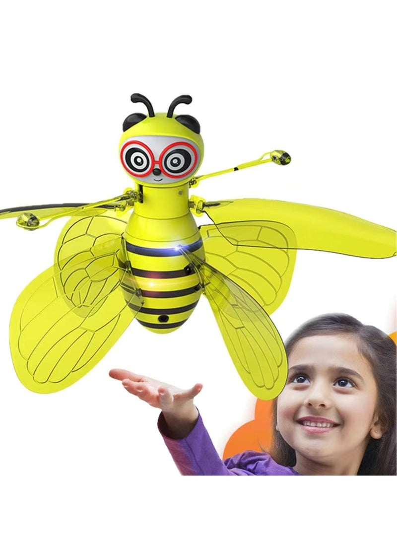 Intelligent induction with light little bee children's toy, hand controlled induction rechargeable flying toy, birthday gift