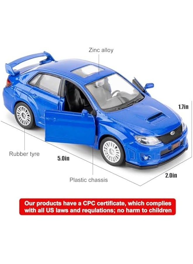 Die-cast Alloy Model Car with Pullback Function, 1/36 Scale Subaru WRX STI2010 Toy Car, Model Toys for Collecting and Decorating, Car Gift for Boys and Girls (Blue)