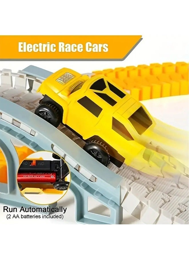 255 PCS Construction Race Tracks for Kids Boys Toys,4 Construction Cars Excavators Truck Toy, Engineering Gifts For 3-8 Year Old Boys Girls