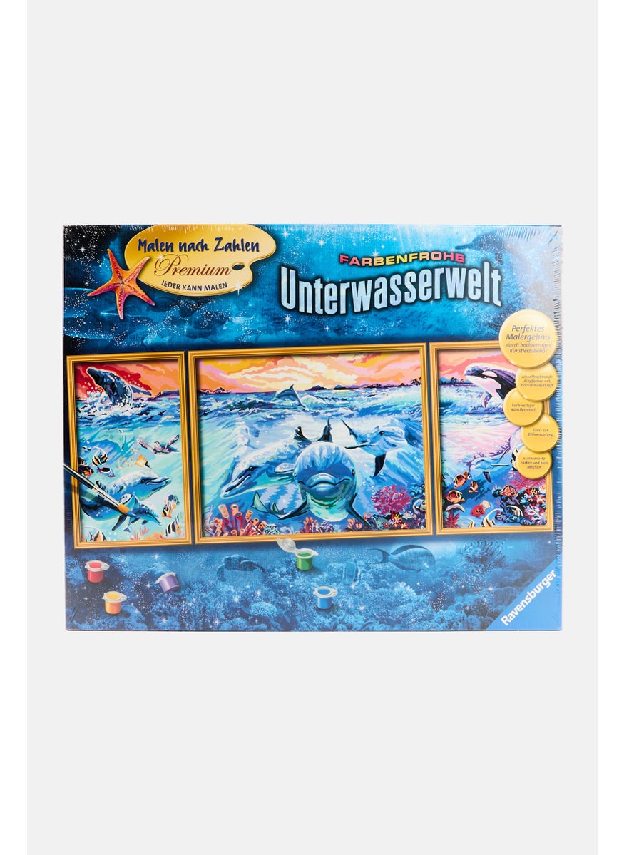 Paint By Numbers Premium Colorful Underwater World, Blue