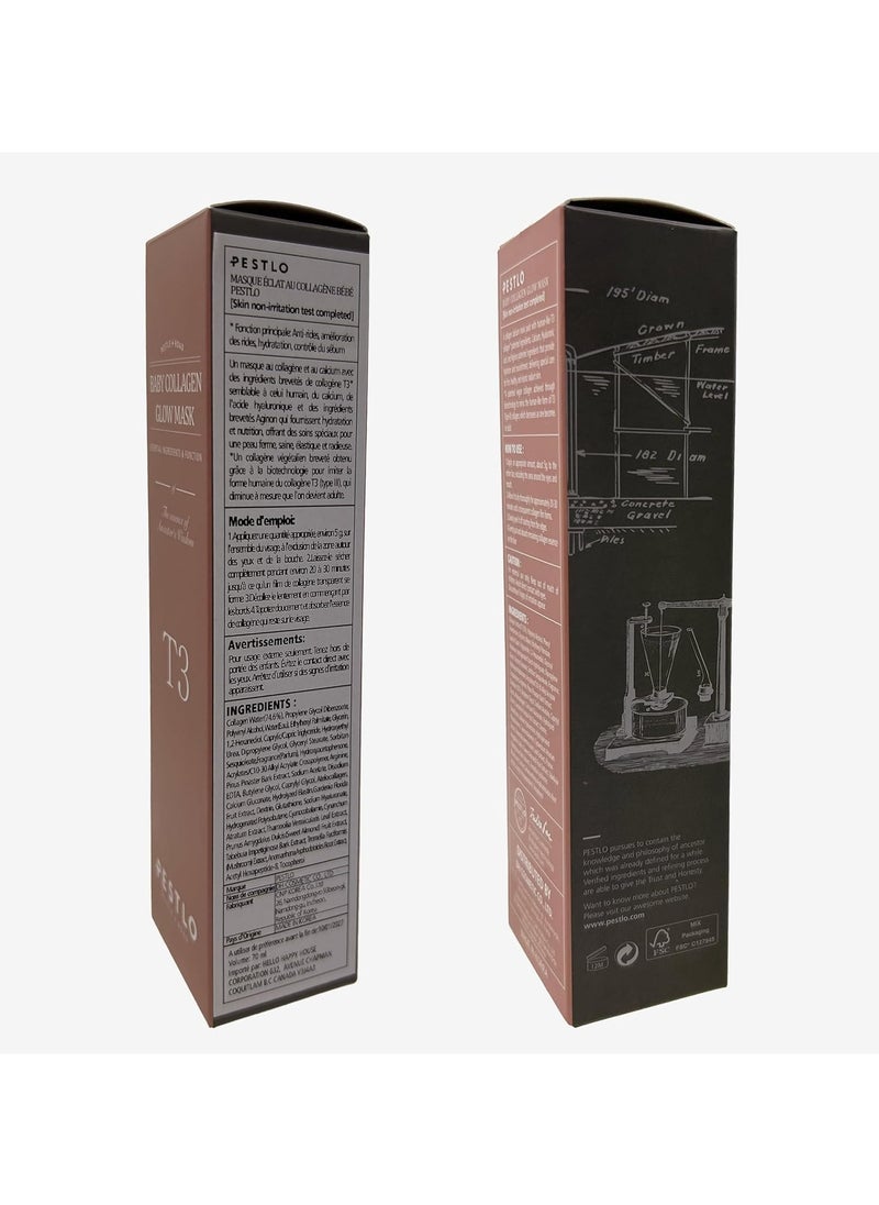 PESTLO PESTLE + ROAD Baby Collagen Glow Mask - Korean Face Mask Skincare for Elasticity, Firmness, glow skin, Pore Tightening Infused with Reallagen, Aginon, Volufiline