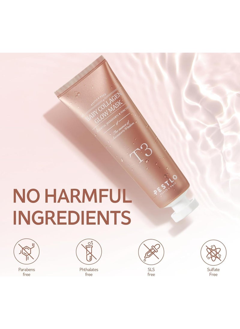 PESTLO PESTLE + ROAD Baby Collagen Glow Mask - Korean Face Mask Skincare for Elasticity, Firmness, glow skin, Pore Tightening Infused with Reallagen, Aginon, Volufiline