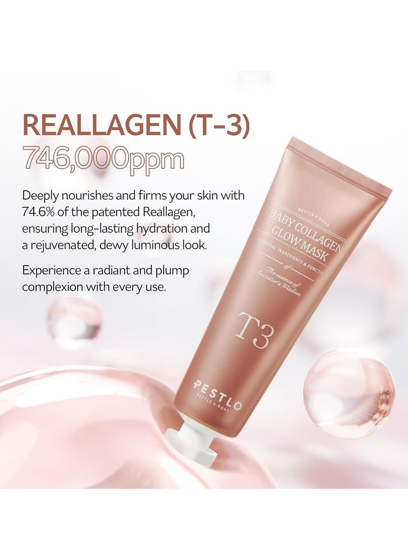PESTLO PESTLE + ROAD Baby Collagen Glow Mask - Korean Face Mask Skincare for Elasticity, Firmness, glow skin, Pore Tightening Infused with Reallagen, Aginon, Volufiline