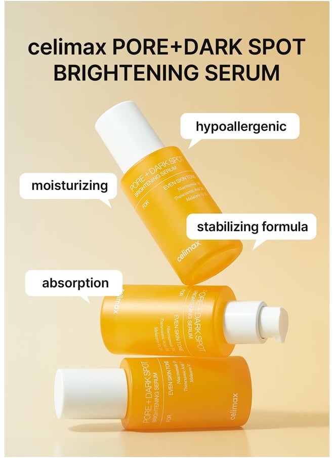 Pore+Dark Spot Brightening Serum 30ml | Gel-like Serum for Enlarged Pores with Niacinamide, Tranexamic Acid, Pore Minimizer, Non-Irritating, Hydrating, For Sensitive Skin, hyperpigmentation