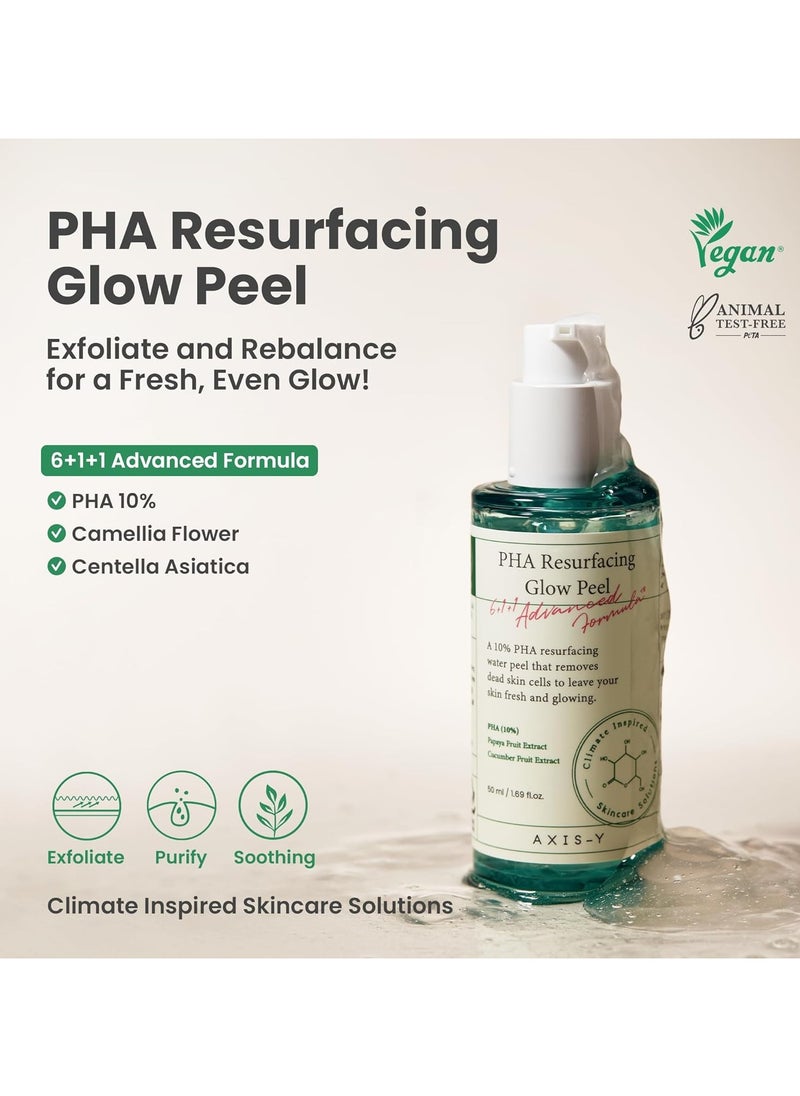 AXIS-Y PHA Resurfacing Glow Peel - 10% PHA Fruit Extract Mild Peeling Gel Exfoliator Pore Minimizer for Face - Vegan Korean Skin Care Glass Skin Face Peel for All Skin Types- 1.69 fl. oz.