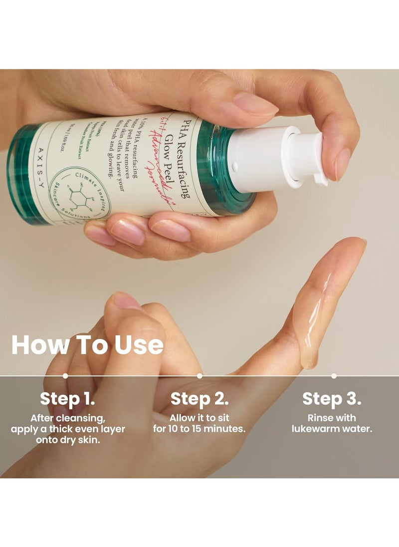 AXIS-Y PHA Resurfacing Glow Peel - 10% PHA Fruit Extract Mild Peeling Gel Exfoliator Pore Minimizer for Face - Vegan Korean Skin Care Glass Skin Face Peel for All Skin Types- 1.69 fl. oz.