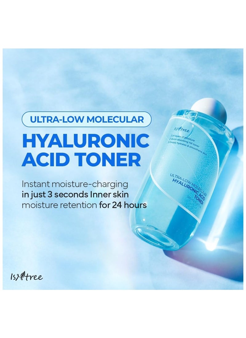 ISNTREE Ultra-Low Molecular Hyaluronic Acid Toner 300ml, 10.14 fl.oz | Korean Skincare | Quick Absorbing | Deep Hydration & Skin Smoothing | Vegan Skincare