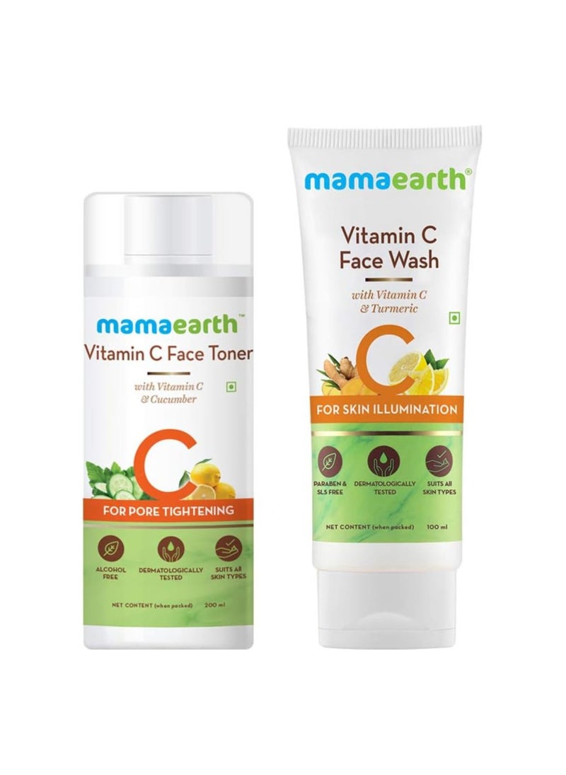 Mamaearth Vitamin C Glowing Skin Combo(Vitamin C - Face Wash 1ml + Toner 2ml)