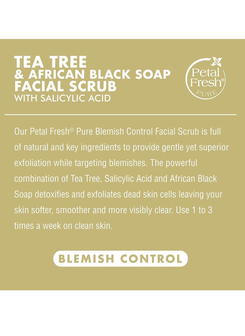 Petal Fresh Tea Tree & African Black Soap Facial Scrub, Pure Blemish Control, Clean Skincare, Natural Face Scrub, Daily Skincare, Vegan and Cruelty Free, 7 oz