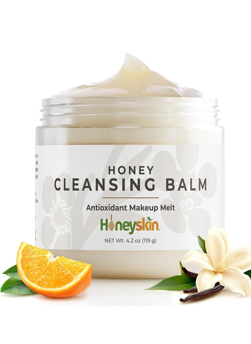 Honey Cleansing Balm Makeup Remover - Face and Eye Makeup Remover for Sensitive Skin Face Wash - Hydrating Facial Cleanser and Gentle to Face Makeup Melting Balm (4oz)