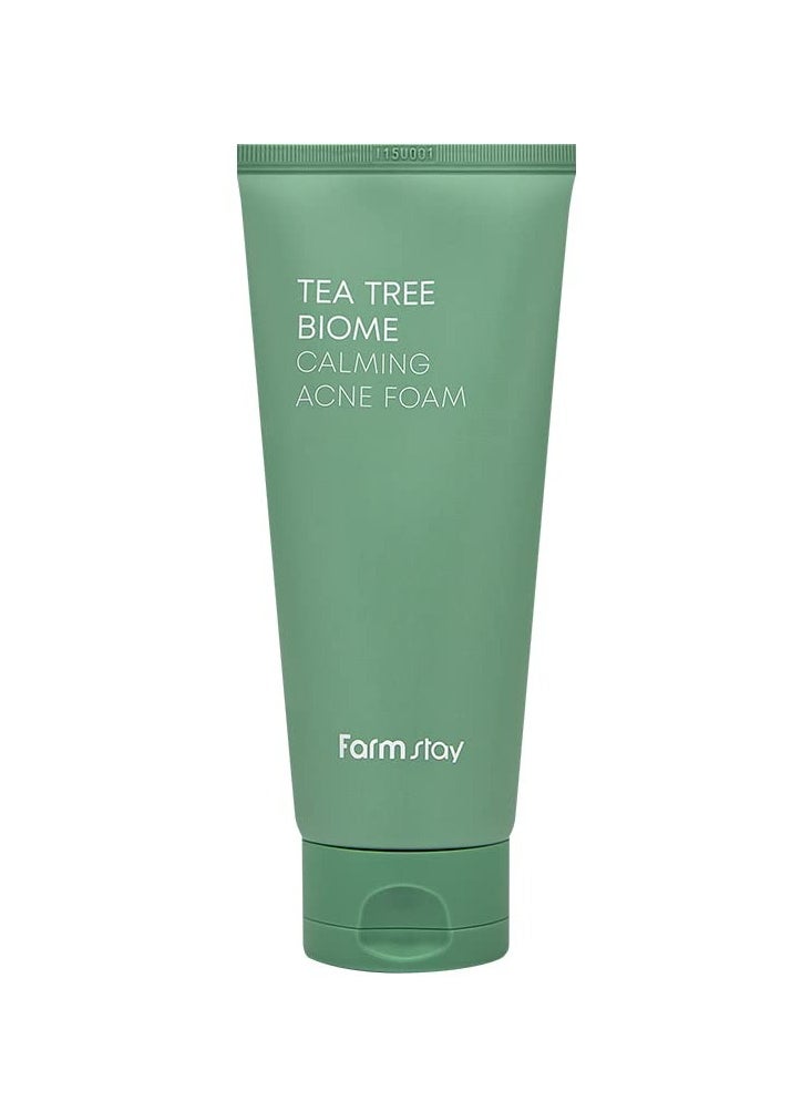 FARMSTAY TeaTree Biome Calming Acne Foam - Gentle Daily Facial Cleanser for Sensitive Skin, Korean Skin Care, Hydrating Facial Wash, Acne Free Cleansing Foam, for women & men, 6.08 Fl. Oz / 180ml