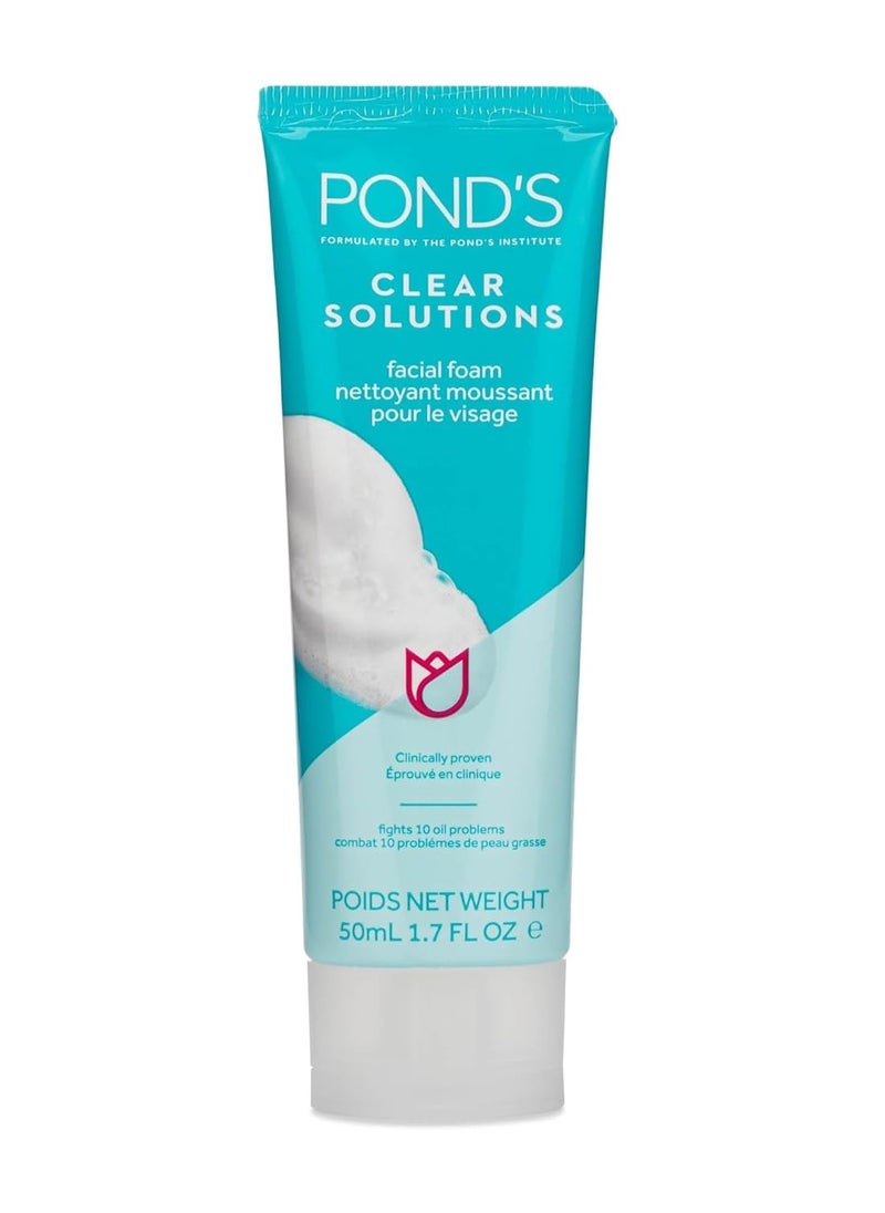 Pond's Clear Solution, Foaming Face Wash, Removes Excess Oil, Face Cleanser, 4-Pack of 1.07 Fl Oz Each