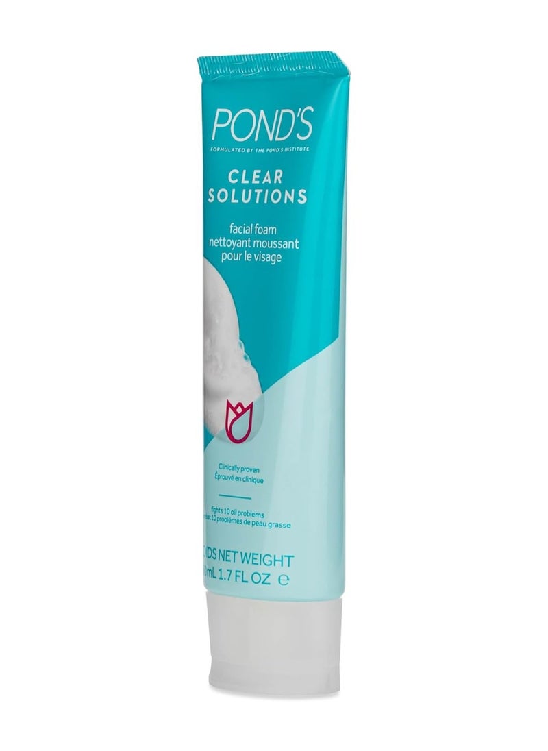 Pond's Clear Solution, Foaming Face Wash, Removes Excess Oil, Face Cleanser, 4-Pack of 1.07 Fl Oz Each