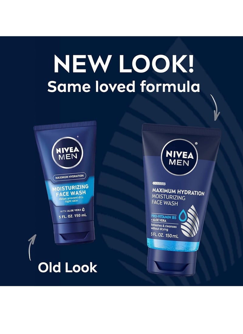 Nivea Men Maximum Hydration Moisturizing Face Wash with Aloe Vera, 5 Fl Oz Tube (Pack of 2)