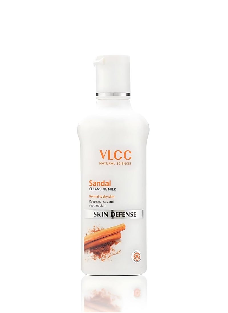 VLCC Natural Sandal Cleansing Milk for Normal to Dry Skin | Gently Removes Make Up & Impurities | Deeply Cleanses and Soothes Skin | Non-Foaming | 3.38 Fl Oz/100 ml